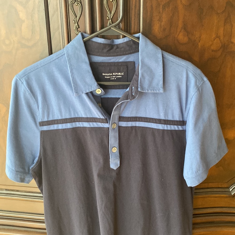 Banana republic polo shirt size medium blue - Picture 2 of 4